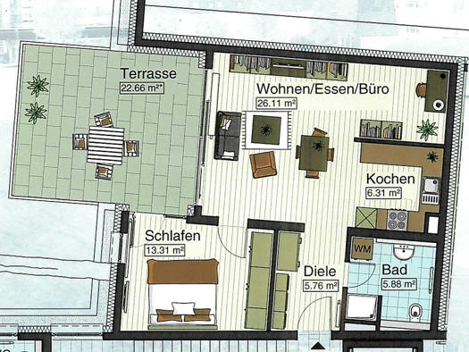 Wohnung zur Miete 860 € 2 Zimmer 68,7 m² EG Stadtmitte Neu-Ulm 89231