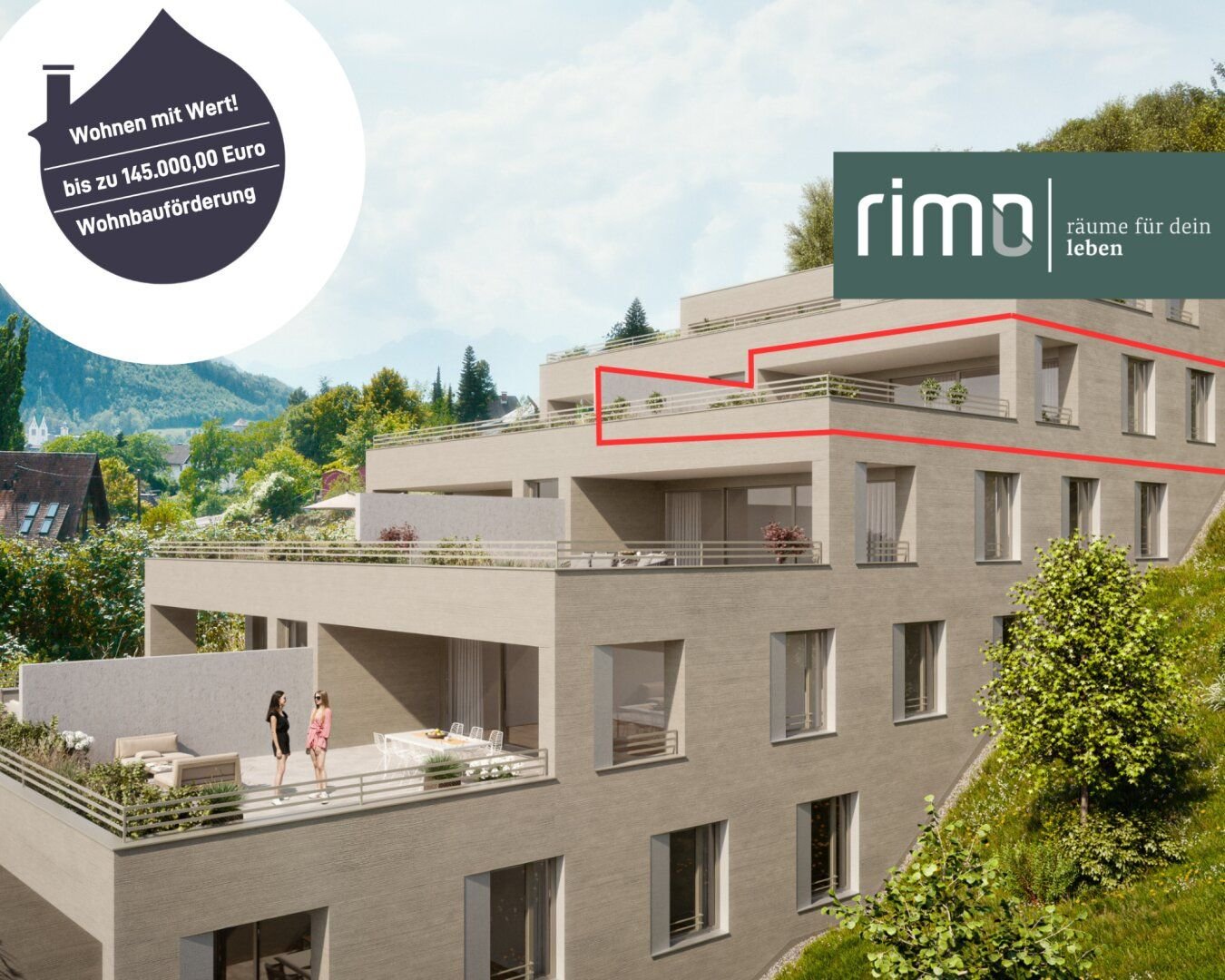 Terrassenwohnung zum Kauf 655.000 € 3 Zimmer 73,9 m²<br/>Wohnfläche 6.<br/>Geschoss 31.03.2026<br/>Verfügbarkeit Mutterstraße 11 Feldkirch 6800