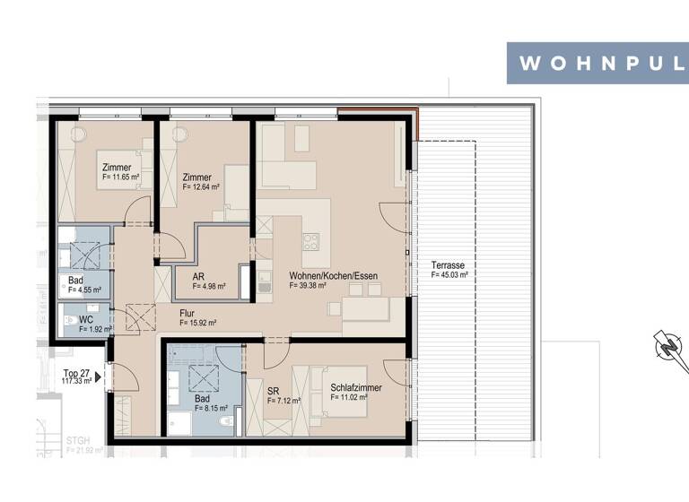 Wohnung zum Kauf - Neubau provisionsfrei 1.006.262 € 4 Zimmer 117,3 m² Huebe 43 Oberperfuss 6173