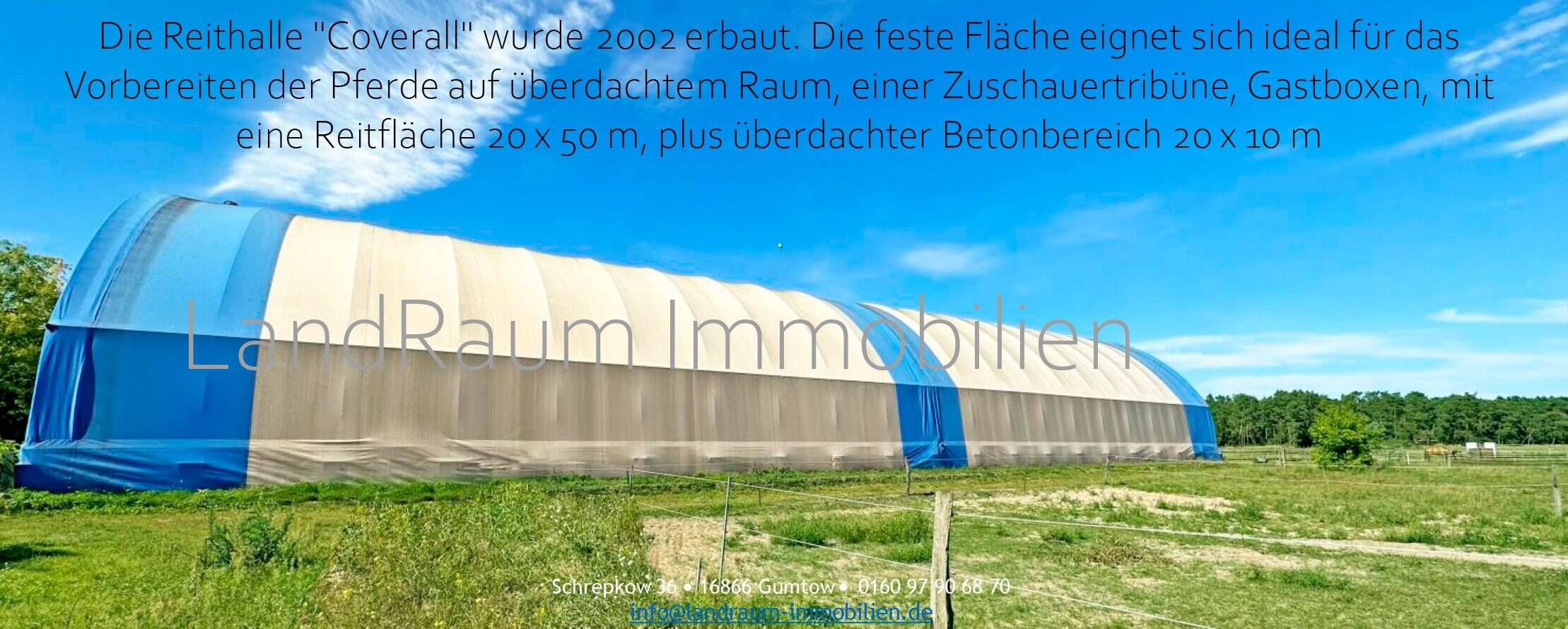 Immobilie in Dreetz - Pferdehof - Reitanlage, 4 FeWo, 10 ha Land + ca. 5,2 ha Pachtland, Reithalle 20 x 60 m + Aussenreitplätzen, Laufstall 16 Pferde+4 Boxen, g - Bild 2