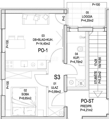 Wohnung zum Kauf 106.000 € 2 Zimmer 36 m² 1. Geschoss Barban center