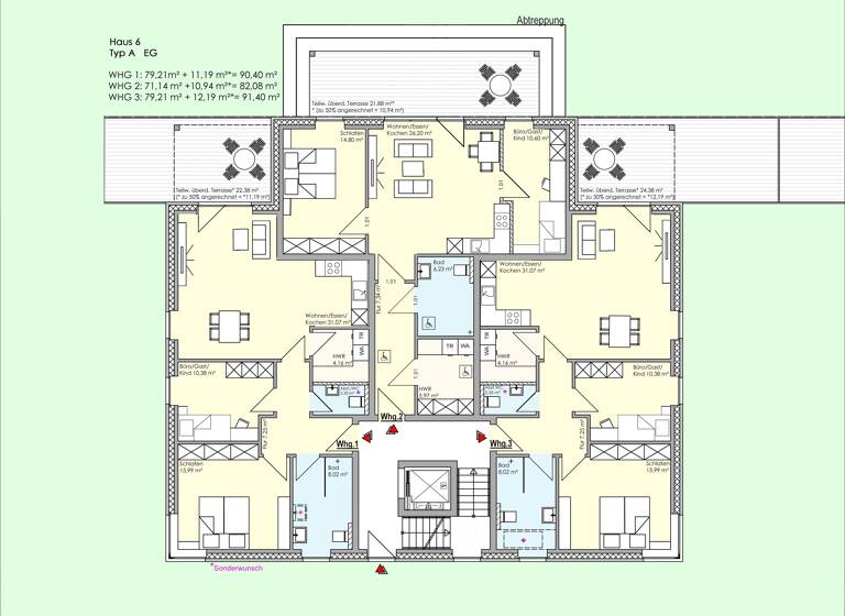 Wohnung zum Kauf provisionsfrei 348.821 € 3 Zimmer 90,4 m²<br/>Wohnfläche EG<br/>Geschoss ab sofort<br/>Verfügbarkeit Gerbertstraße 1-7 Lingen Lingen (Ems) 49809