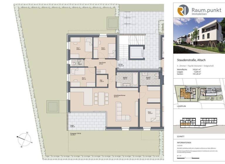 Wohnung zum Kauf - Erstbezug 750.000 € 5 Zimmer 103,6 m² EG Staudenstraße 5 Altach 6844