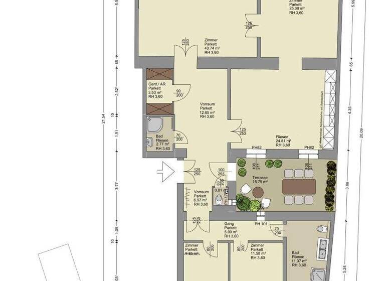 Wohnung zur Miete 2.703 € 4 Zimmer 159,4 m² 1. Geschoss Mariahilfer Straße 82 Wien 1070