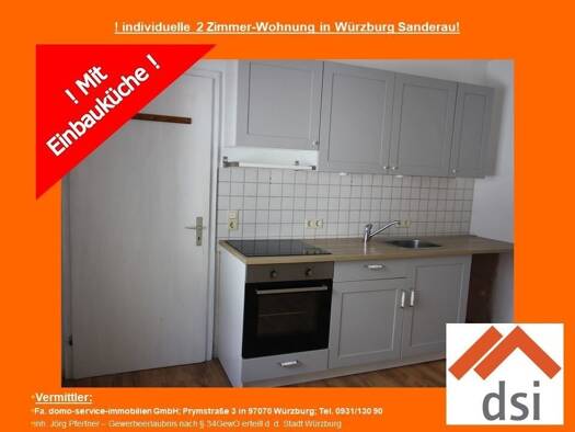 Wohnung zur Miete 320 € 2 Zimmer 28,9 m² EG frei ab 01.12.2025 Weingartenstraße 41 Sanderau Würzburg 97072