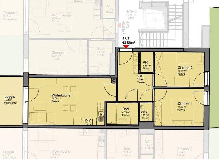 Wohnung zur Miete 796 € 3 Zimmer 63 m² EG frei ab 01.05.2026 Gymelsdorfergasse 50 Wiener Neustadt 2700