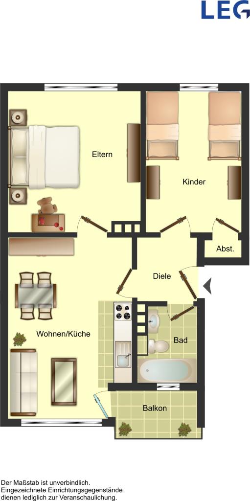 Wohnung zur Miete 420 € 2,5 Zimmer 50,9 m²<br/>Wohnfläche 1.<br/>Geschoss 16.12.2024<br/>Verfügbarkeit Ahornweg 6 Wahllokal 180 Siegburg 53721