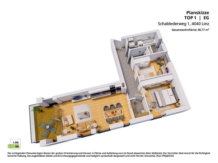 Wohnung zur Miete 1.141 € 3 Zimmer 80,3 m²<br/>Wohnfläche EG<br/>Geschoss 01.01.2025<br/>Verfügbarkeit Schablederweg 1 Pöstlingberg Linz 4040