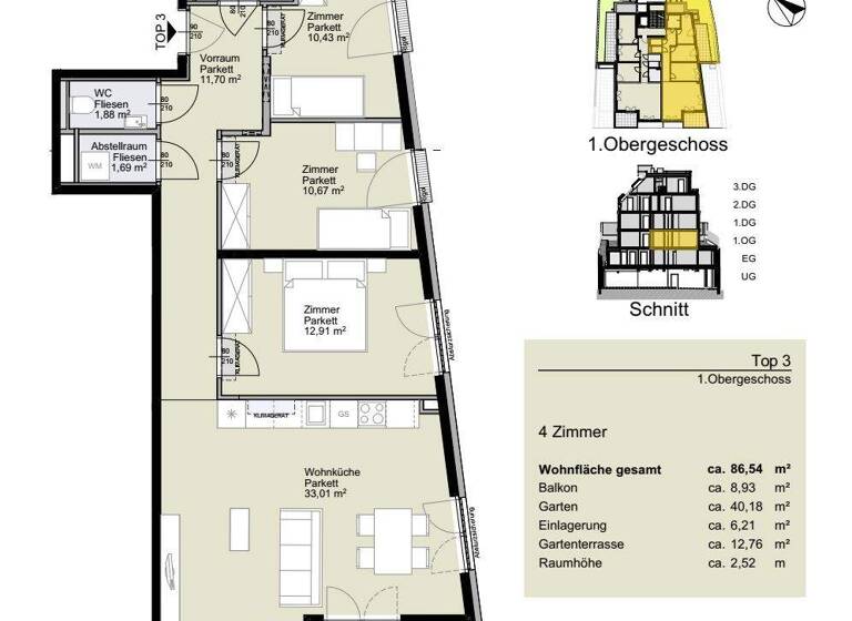 Wohnung zum Kauf provisionsfrei 820.600 € 4 Zimmer 86,5 m² 1. Geschoss Krottenbachstraße 182 Wien 1190