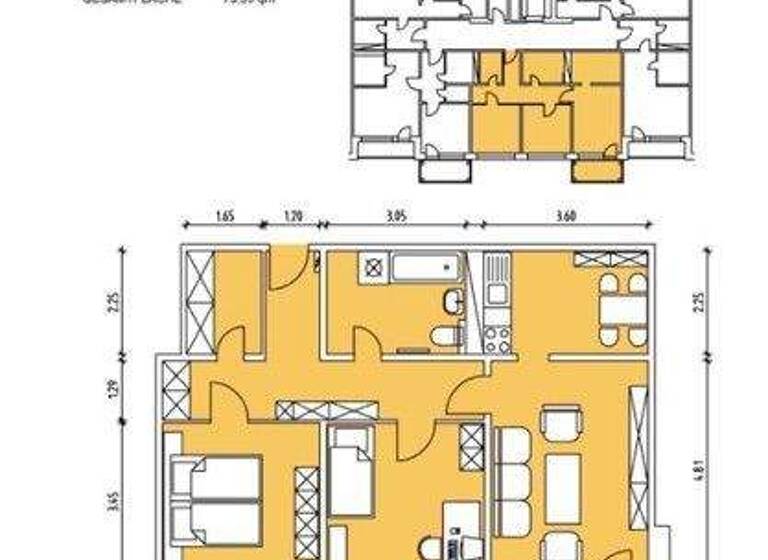 Wohnung zur Miete 607 € 3 Zimmer 73,6 m² 7. Geschoss frei ab 08.03.2026 Herzberger Str. 8 Prohlis-Nord Dresden 01239