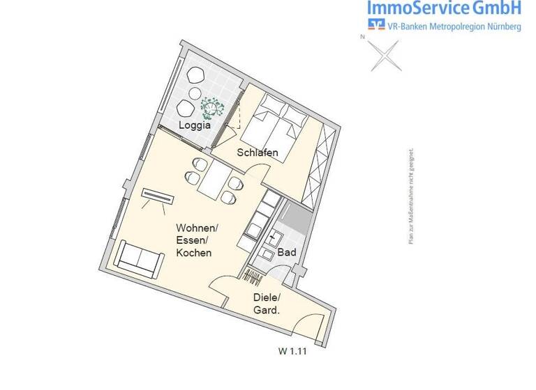 Wohnung zum Kauf provisionsfrei 307.334 € 2 Zimmer 50,6 m²<br/>Wohnfläche 1.<br/>Geschoss Merianstr. 32 + 32a Schleifweg Nürnberg 90409