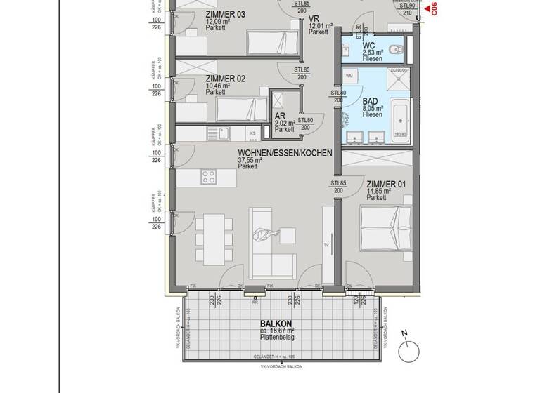 Wohnung zum Kauf 484.900 € 4 Zimmer 99,7 m² Straßgang Graz 8054