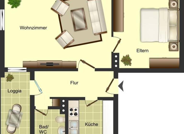 Wohnung zur Miete 569 € 2 Zimmer 55,4 m² 2. Geschoss Auf dem Knüll 70 Innenstadt Gütersloh 33334