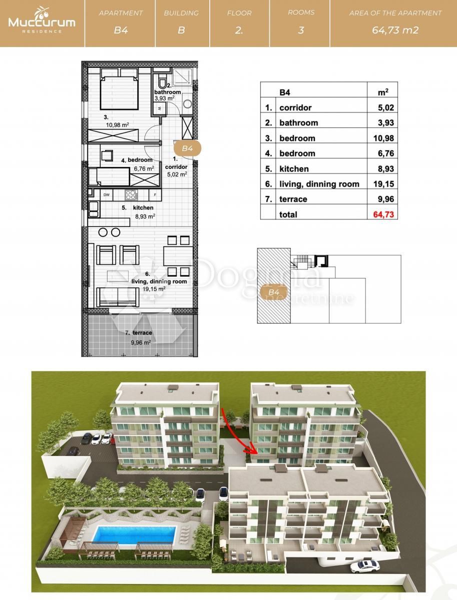 Wohnung zum Kauf 225.000 € 3 Zimmer 64 m²<br/>Wohnfläche 2.<br/>Geschoss Makarska center 21300