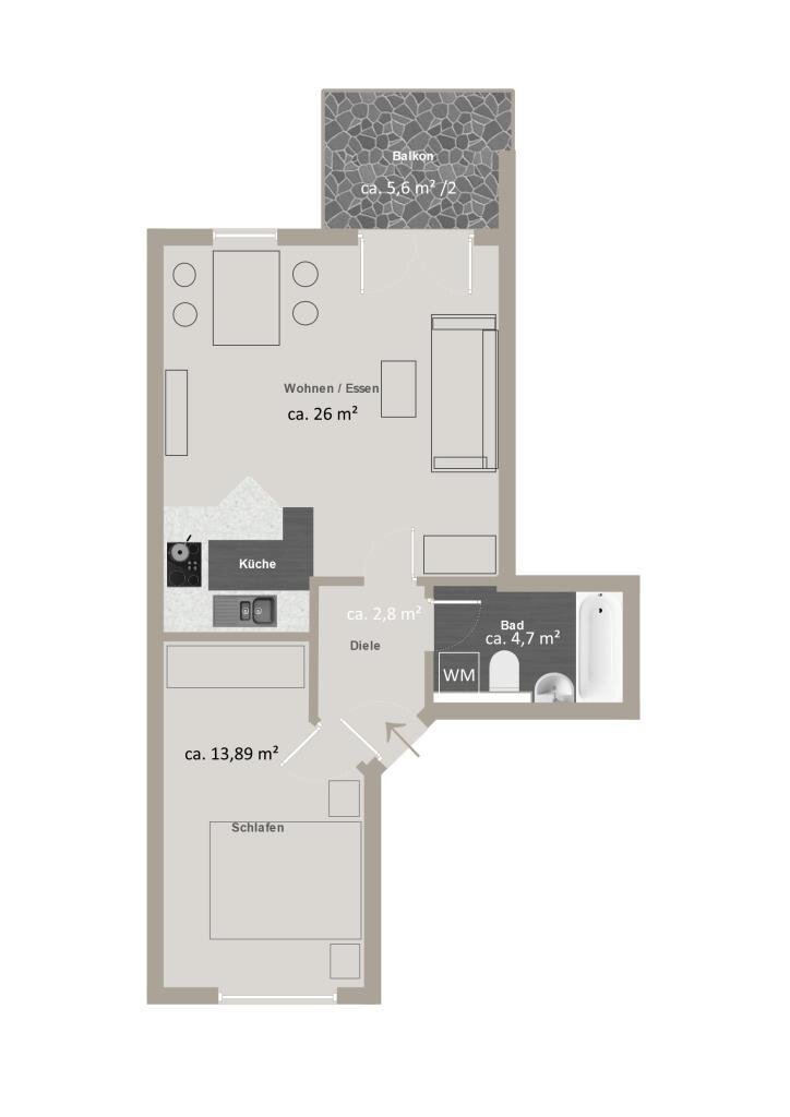 Wohnung zum Kauf 199.500 € 2 Zimmer 51 m²<br/>Wohnfläche 1.<br/>Geschoss Bessemerstr. 7 Schafhof Nürnberg 90411