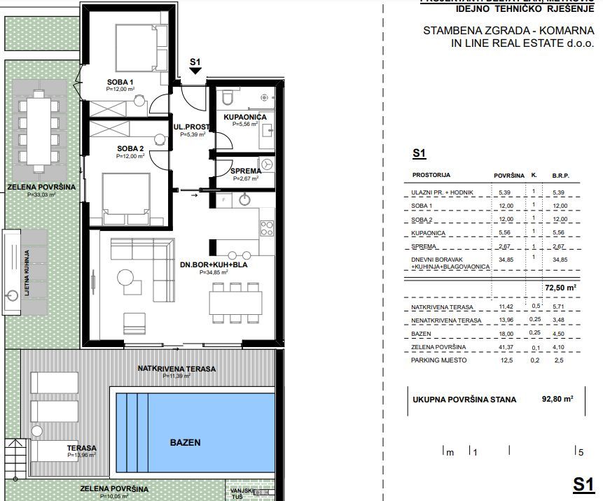 Wohnung zum Kauf 414.000 € 2 Zimmer 92 m²<br/>Wohnfläche EG<br/>Geschoss Komarna