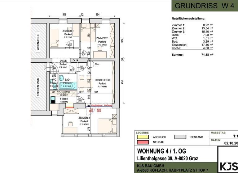 Wohnung zur Miete 758 € 4 Zimmer 71,2 m² 1. Geschoss Lilienthalgasse 39 Eggenberg Graz 8020