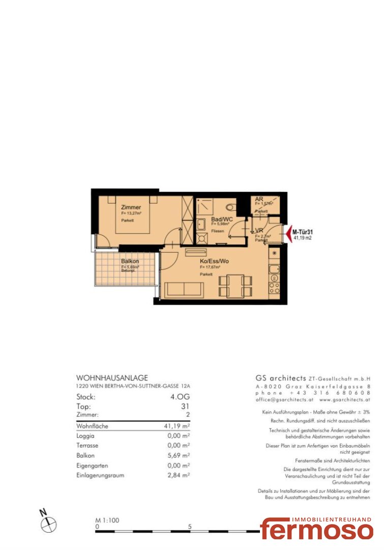 Wohnung zur Miete 626 € 2 Zimmer 41,2 m²<br/>Wohnfläche 4.<br/>Geschoss Wien 1220