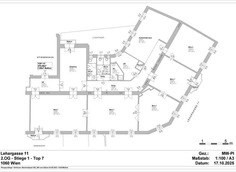 Bürokomplex zur Miete 19,82 € 7 Zimmer 378,4 m² Bürofläche Lehargasse 11 Wien 1060