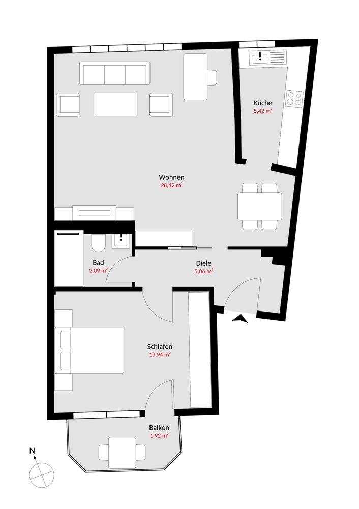 Wohnung zum Kauf 785.000 € 2 Zimmer 57,9 m²<br/>Wohnfläche 1.<br/>Geschoss Münchener Freiheit München 80802