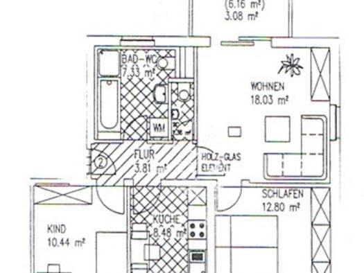 Wohnung zur Miete 570 € 3 Zimmer 65,3 m² 1. Geschoss frei ab 01.01.2026 Feuerbachweg 18 Weißenborn Zwickau 08058