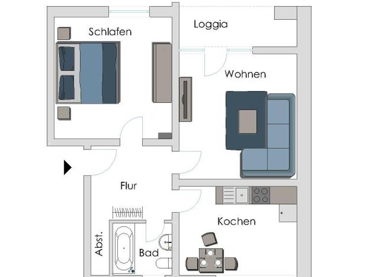 Wohnung zur Miete 394 € 2,5 Zimmer 58 m² 1. Geschoss Werdener Straße 39 Scholven Gelsenkirchen 45896