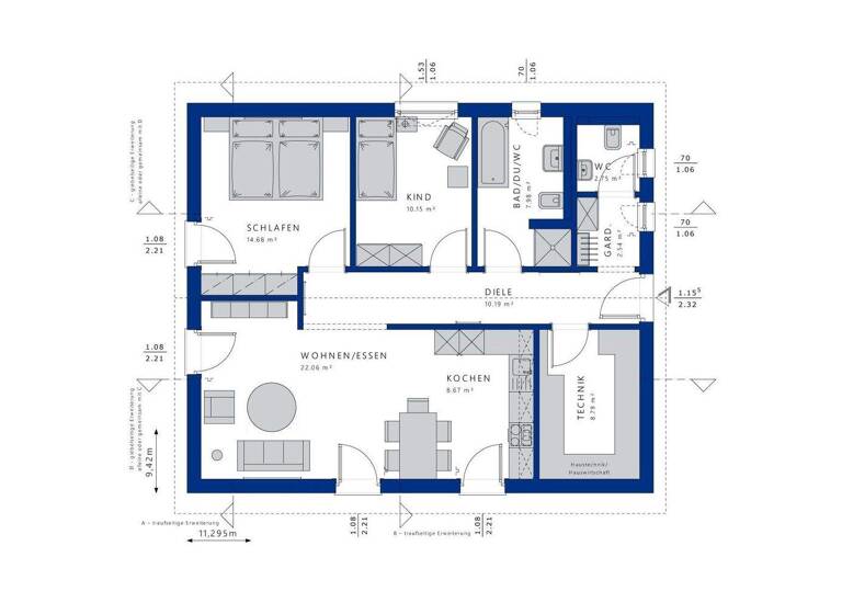 Bungalow zum Kauf - Erstbezug 663.861 € 3 Zimmer 87 m² 982 m² Grundstück Kalkar 47546