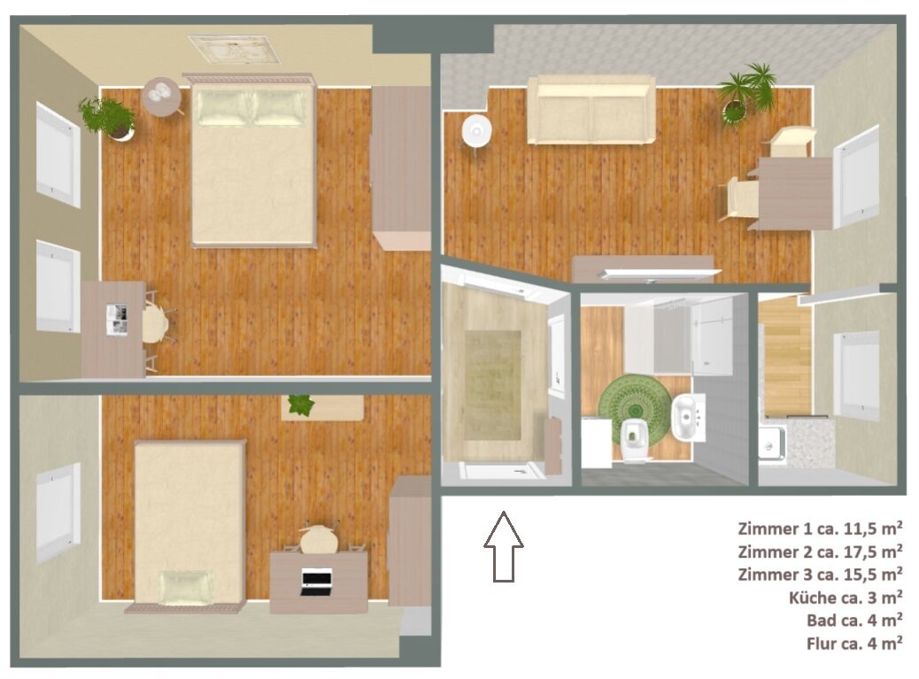 Wohnung zur Miete 592 € 3 Zimmer 60 m²<br/>Wohnfläche 2.<br/>Geschoss Pfännerhöhe 32 Südliche Innenstadt Halle (Saale) 06110