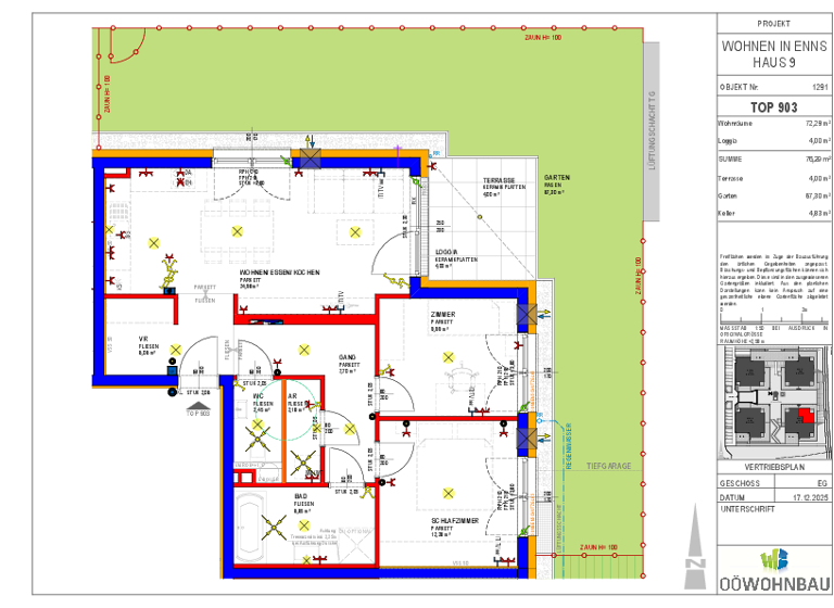 Wohnung zur Miete - Erstbezug 858 € 3 Zimmer 72,3 m² EG Kellner-Straße/Perausch-Straße Enns 4470