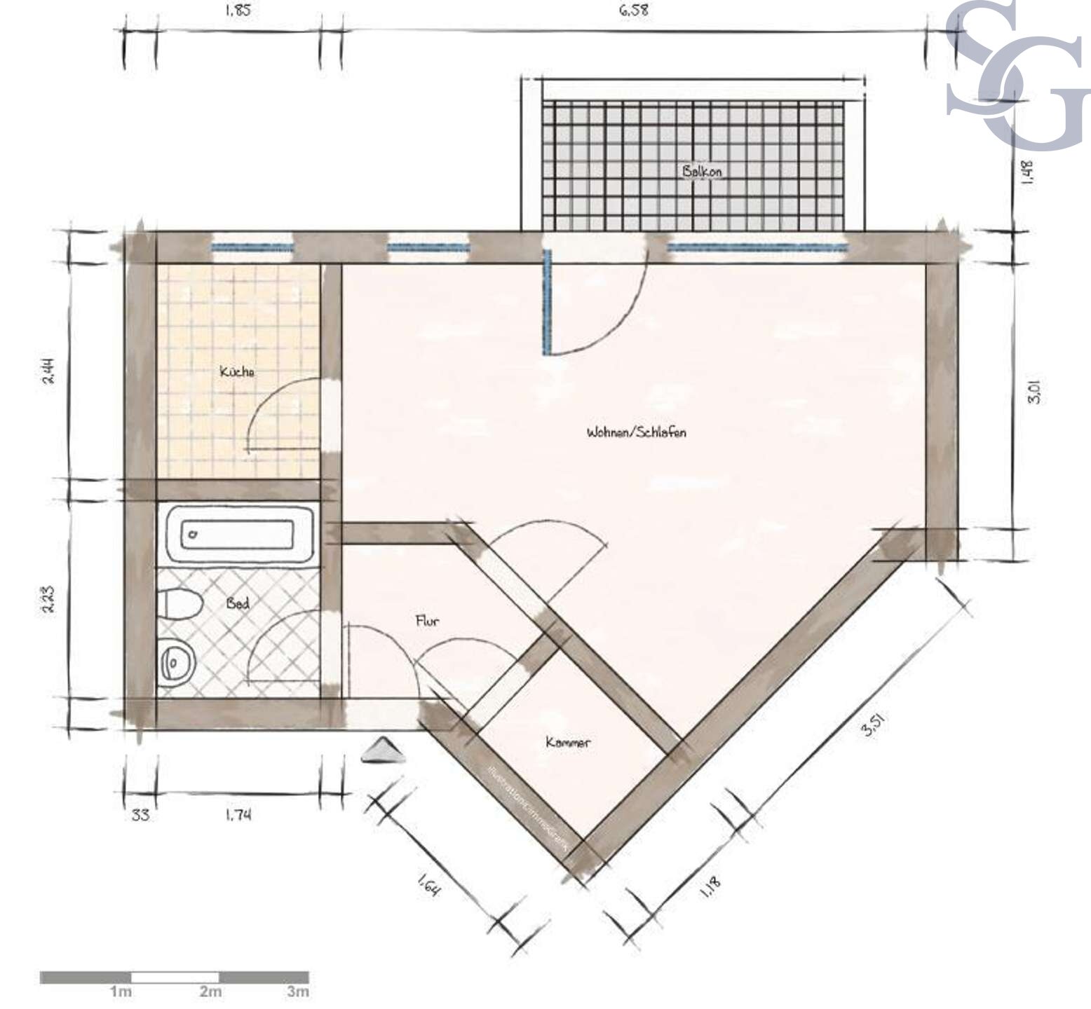 Wohnung zum Kauf 105.000 € 1 Zimmer 40,7 m²<br/>Wohnfläche Möckern Leipzig 04159