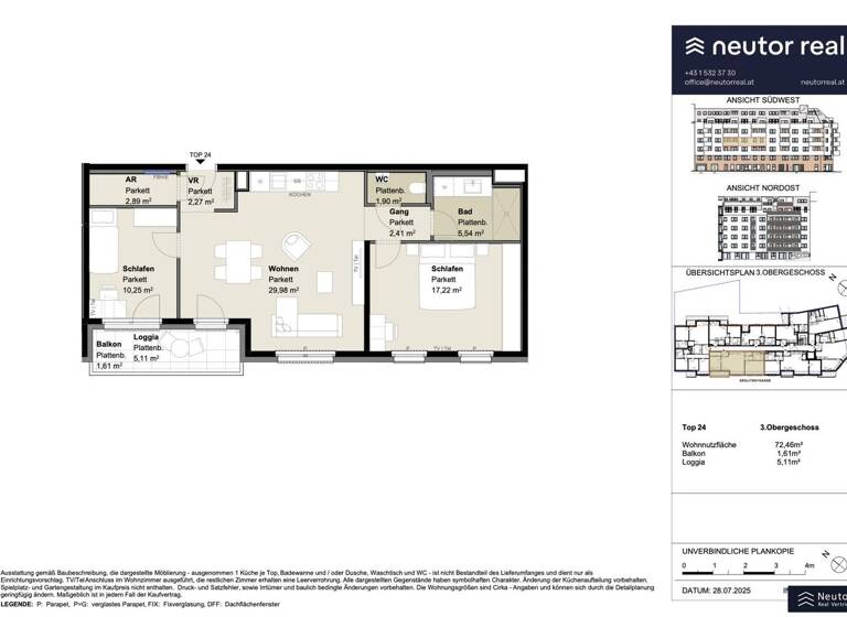 Wohnung zur Miete - Erstbezug 1.183 € 3 Zimmer 77,6 m² 3. Geschoss frei ab 01.05.2026 Grillgasse Wien 1110