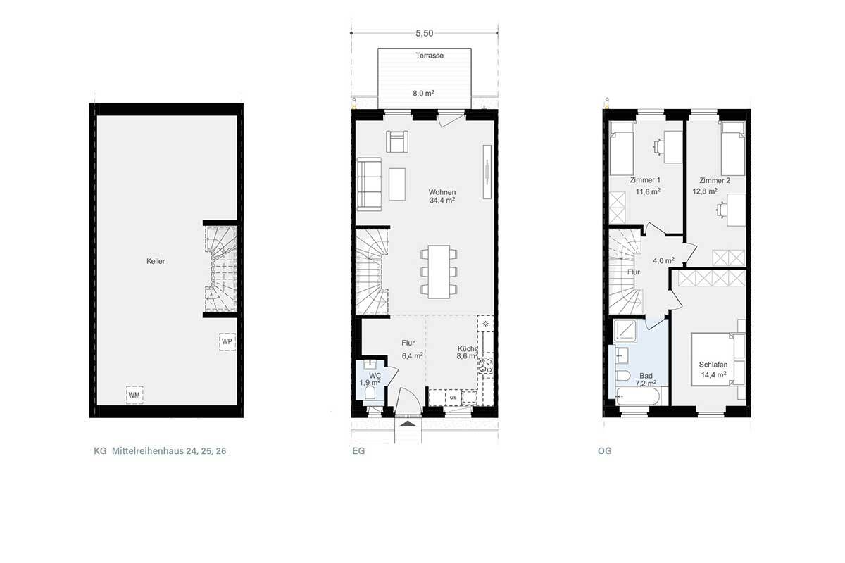 Reihenmittelhaus zum Kauf provisionsfrei als Kapitalanlage geeignet 444.900 € 4 Zimmer 103,1 m²<br/>Wohnfläche 113 m²<br/>Grundstück Brombeerweg Henstedt-Ulzburg 24558