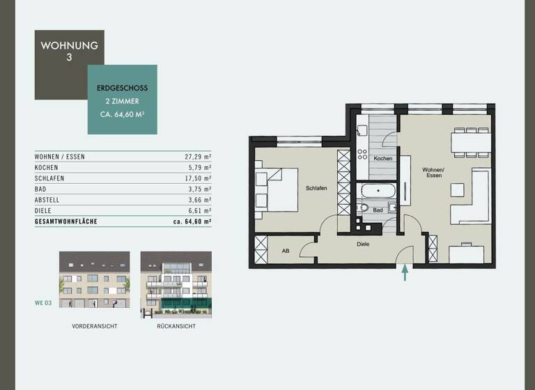 Wohnung zum Kauf provisionsfrei 364.000 € 2 Zimmer 64,6 m² EG frei ab sofort Nippes Köln 50733
