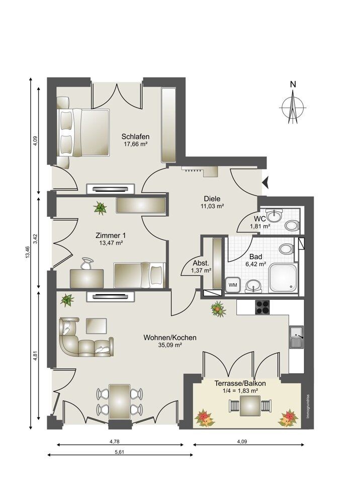 Studio zur Miete 1.999 € 3 Zimmer 89 m²<br/>Wohnfläche Harksheide Norderstedt 22850