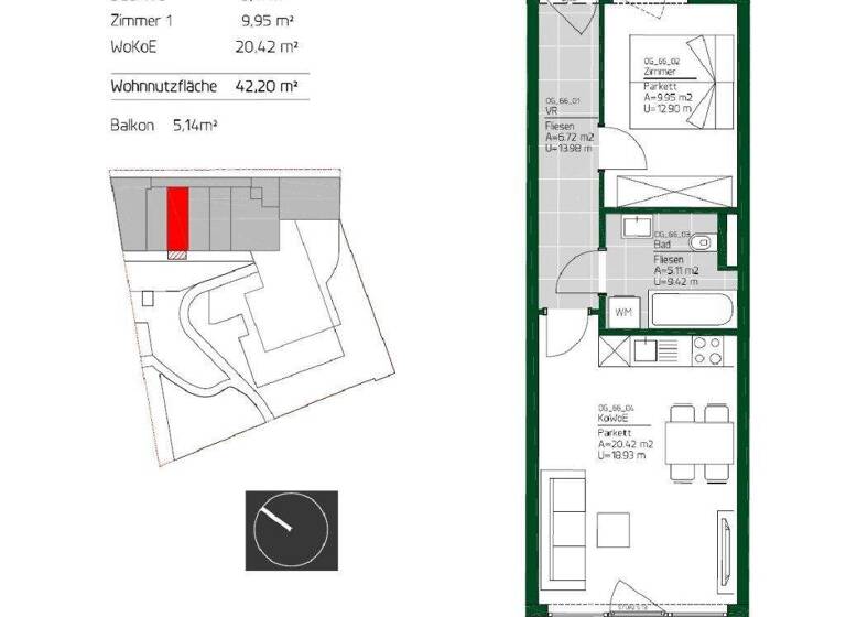 Wohnung zur Miete 395 € 2 Zimmer 42,2 m² 6. Geschoss frei ab 01.06.2026 Ungergasse 39 Gries Graz 8020
