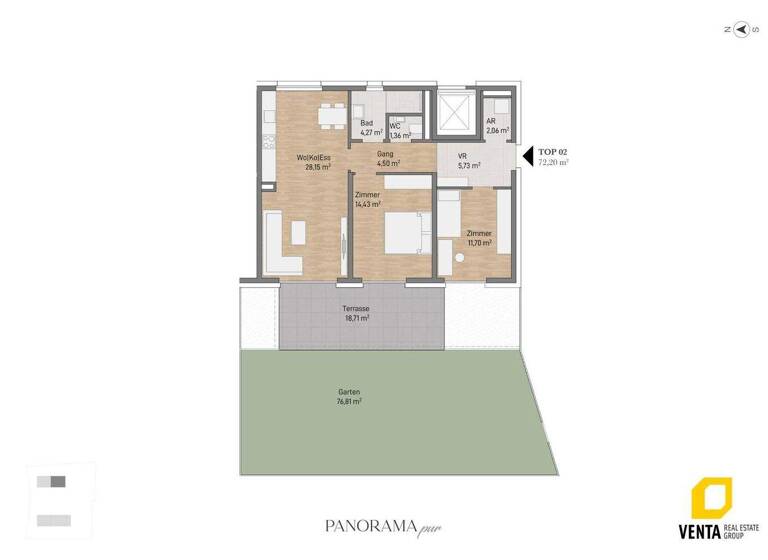 Wohnung zum Kauf 442.403 € 3 Zimmer 72,2 m² EG Waltendorfer Hauptstraße 54b Waltendorf Graz 8010