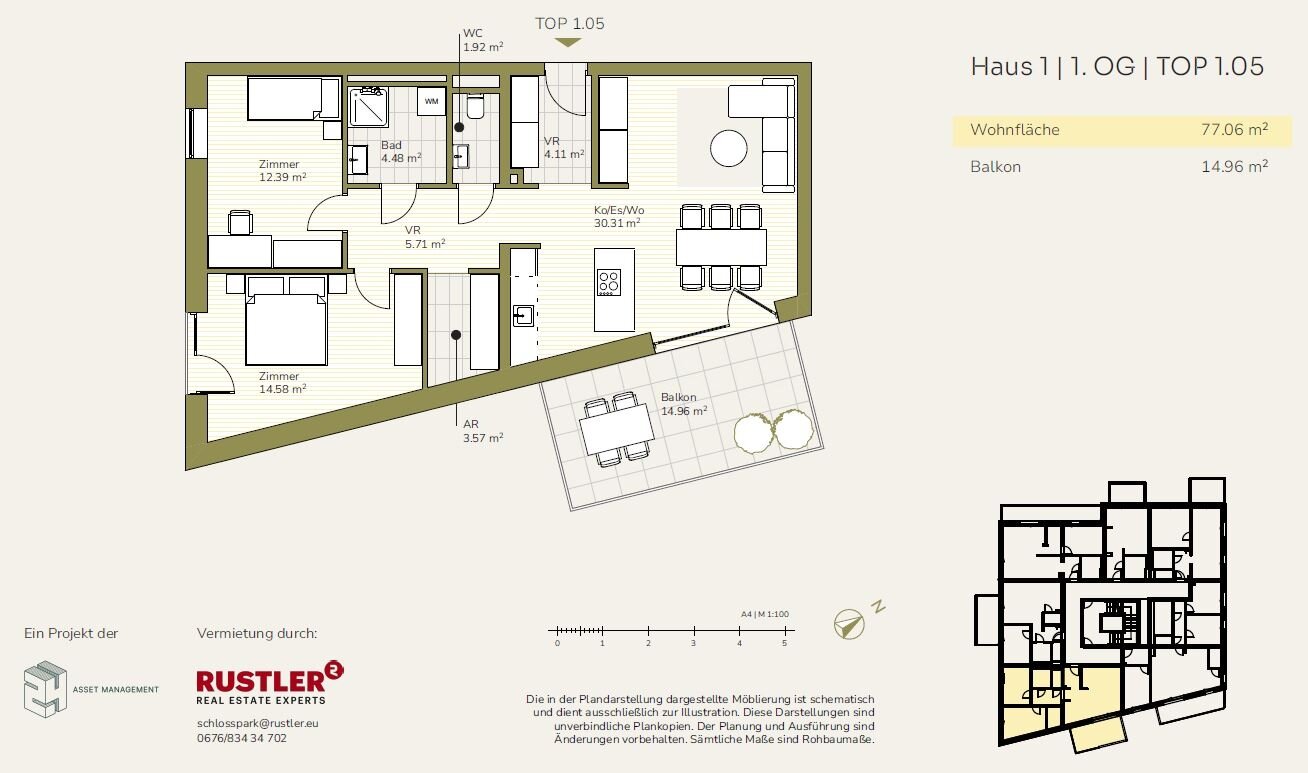 Wohnung zur Miete 778 € 3 Zimmer 77,1 m²<br/>Wohnfläche 01.09.2025<br/>Verfügbarkeit Straßgang Graz 8054