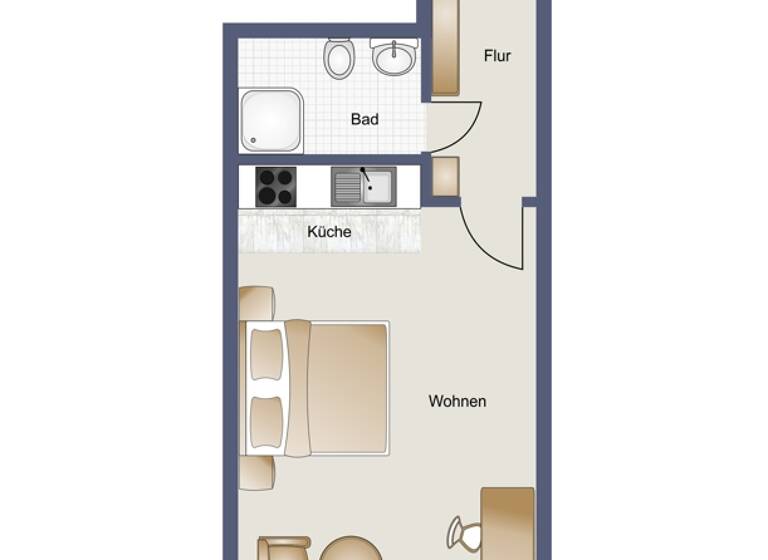 Studio zum Kauf 149.000 € 1 Zimmer 35,6 m² 2. Geschoss Bad Säckingen 79713