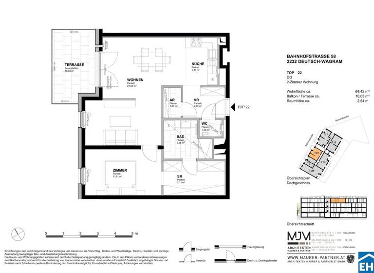 Wohnung zum Kauf - Erstbezug 295.000 € 2 Zimmer 64,4 m² 3. Geschoss Bahnhofstraße Deutsch-Wagram 2232