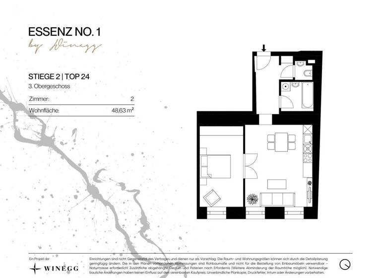 Wohnung zum Kauf - Erstbezug 549.000 € 2 Zimmer 48,6 m² 3. Geschoss Kettenbrückengasse 1 Wien 1050