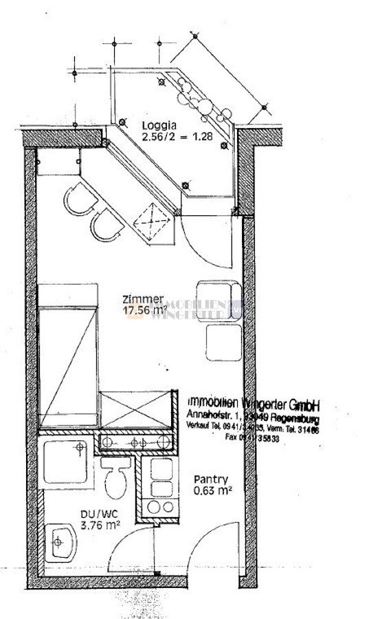 Wohnung zum Kauf 74.500 € 1 Zimmer 24 m²<br/>Wohnfläche Kasernenviertel - Benzstraße Regensburg 93053