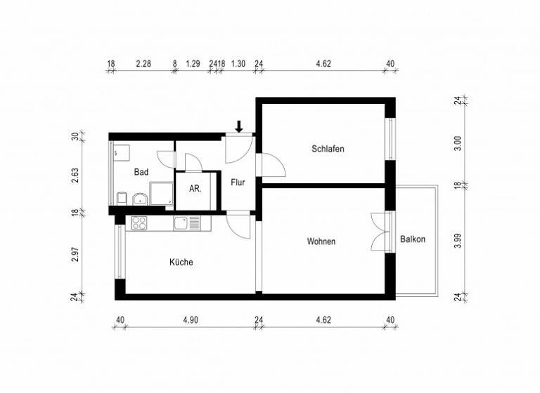 Wohnung zur Miete 413 € 2 Zimmer 59 m²<br/>Wohnfläche 2.<br/>Geschoss Raguhner Straße 21 Brückfeld Magdeburg 39114