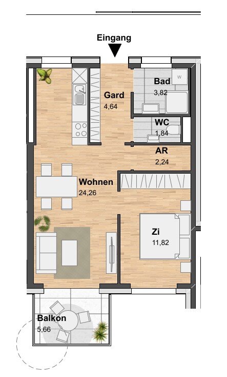 Wohnung zur Miete 544 € 2 Zimmer 48,6 m²<br/>Wohnfläche 5.<br/>Geschoss 01.03.2025<br/>Verfügbarkeit Eggenberg Graz 8020