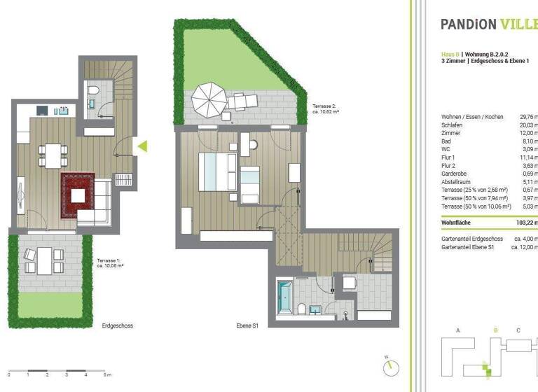 Maisonette zur Miete 1.590 € 3 Zimmer 103,2 m² EG frei ab sofort Fritz-Bauer-Straße 13 Duisdorf Bonn 53123