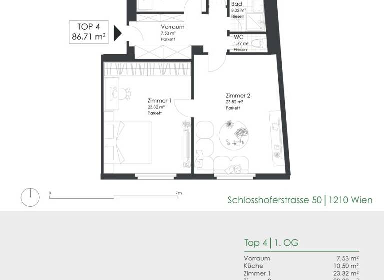 Wohnung zum Kauf 388.900 € 4 Zimmer 87 m² 1. Geschoss Schloßhofer Straße 50 Wien 1210