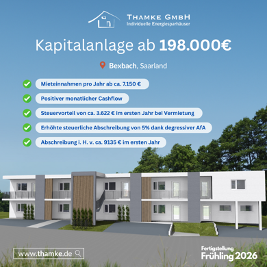 Wohnung zum Kauf - Erstbezug provisionsfrei 198.000 € 2 Zimmer 50 m² EG frei ab sofort Pfarrer-Kneipp-Weg Bexbach Bexbach 66450