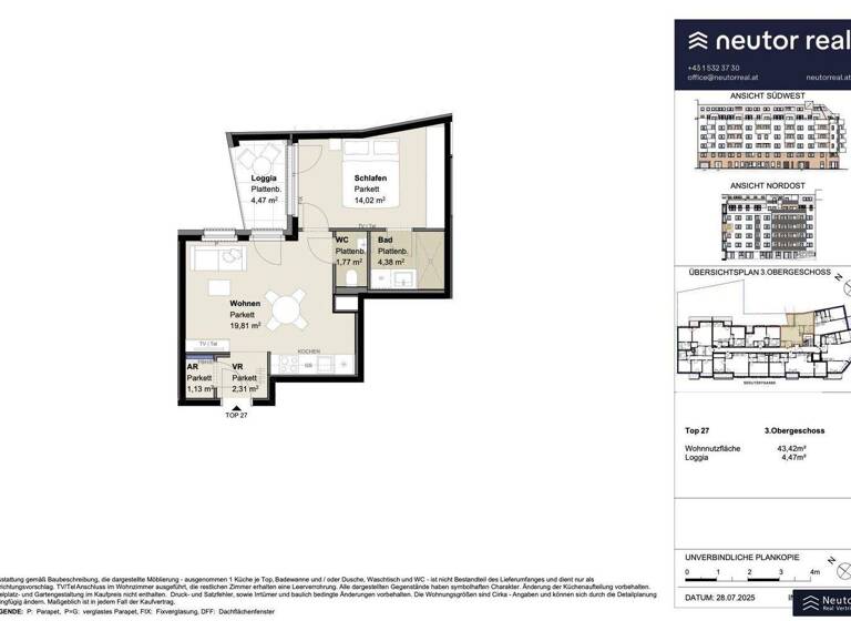 Wohnung zur Miete - Erstbezug 804 € 2 Zimmer 47,9 m² 3. Geschoss frei ab 01.05.2026 Grillgasse Wien 1110
