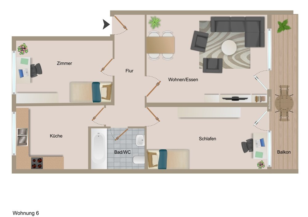 Wohnung zum Kauf provisionsfrei 338.500 € 3 Zimmer 73,6 m²<br/>Wohnfläche 2.<br/>Geschoss Weststadt - Südlicher Teil Karlsruhe 76185