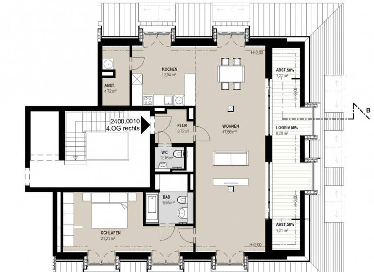 Wohnung zur Miete 2.192 € 2 Zimmer 109,6 m²<br/>Wohnfläche 4.<br/>Geschoss Große Oderstraße 25 Frankfurt Frankfurt (Oder) 15230