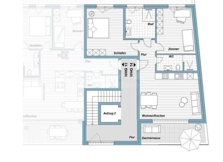 Penthouse zum Kauf - Erstbezug provisionsfrei 464.000 € 3 Zimmer 82 m² 2. Geschoss Kaldauen Siegburg 53721